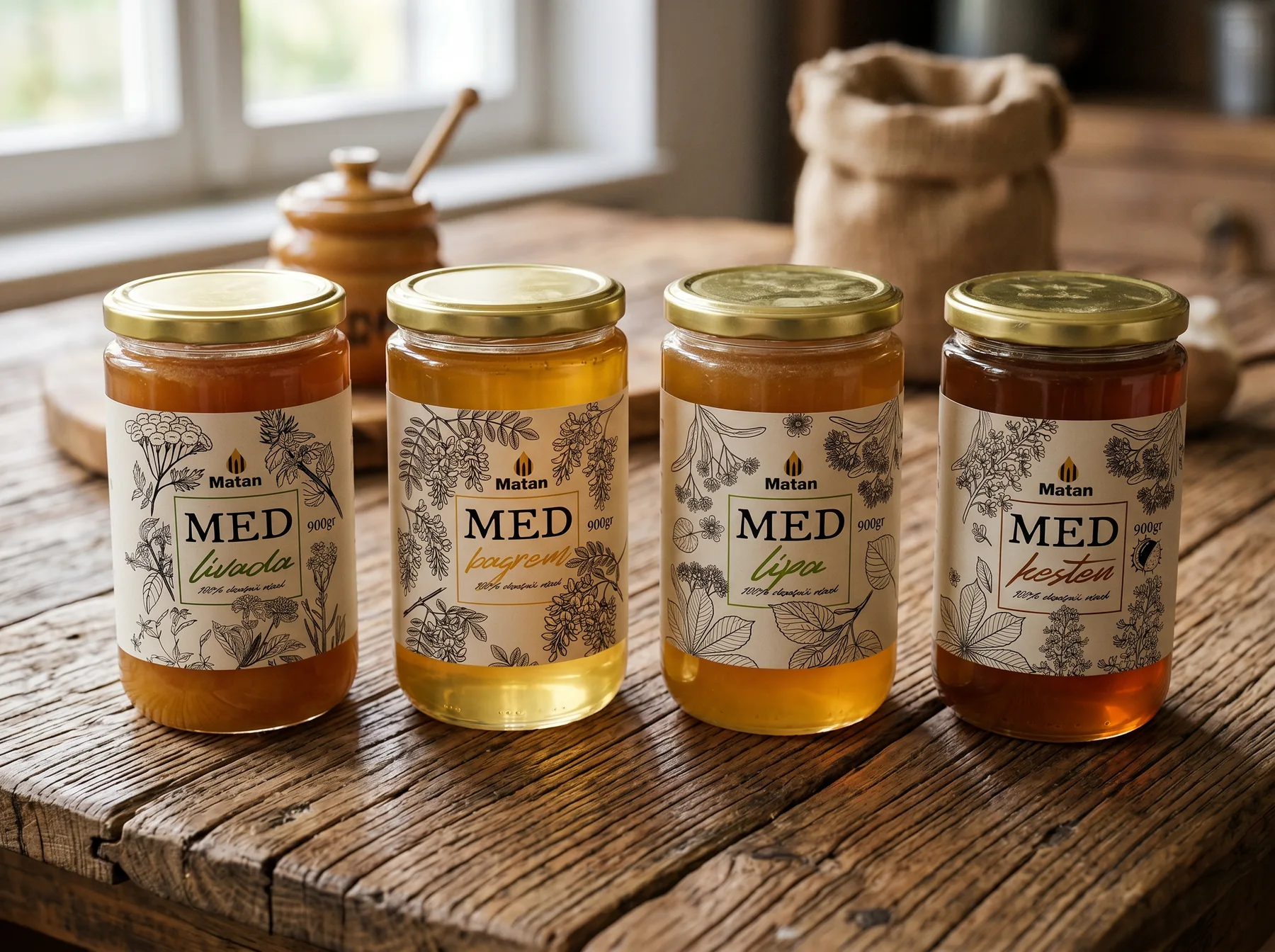 Redak Matan teglica meda — livada, bagrem, lipa, kesten